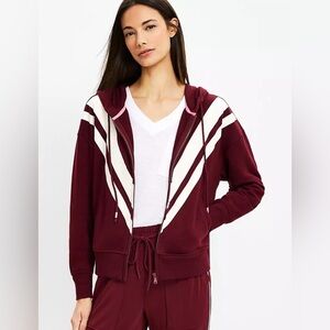 NWT Lou & Grey Ann Taylor Lift Chevron Cozy Terry Zip Hoodie S Small $79.50